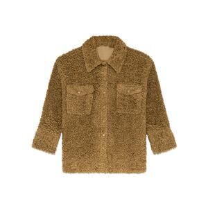 Weworewhat 'Teddy' Green Polyester Faux Fur Shacket Size M / L